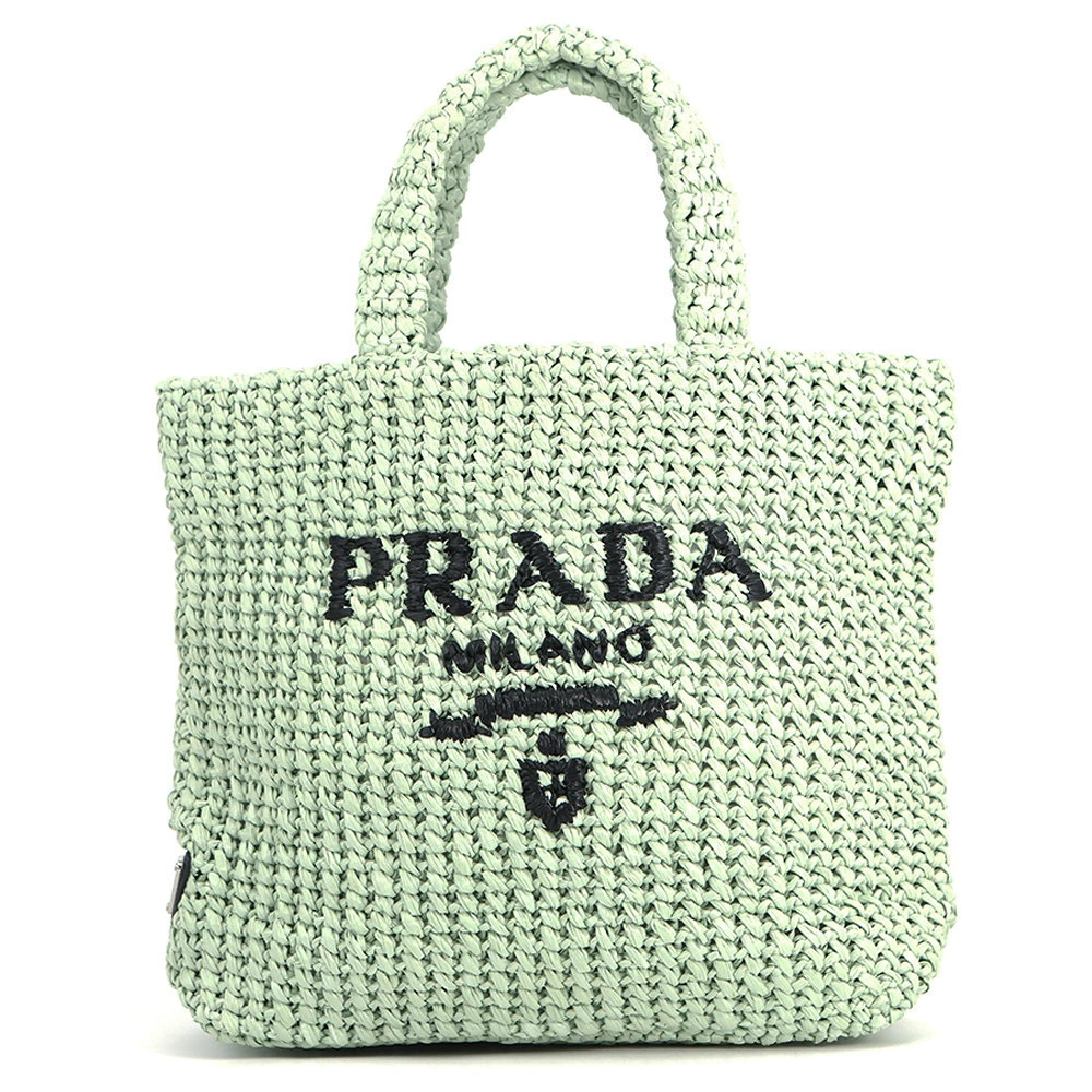 Prada Tote Bag Crochet Raffia